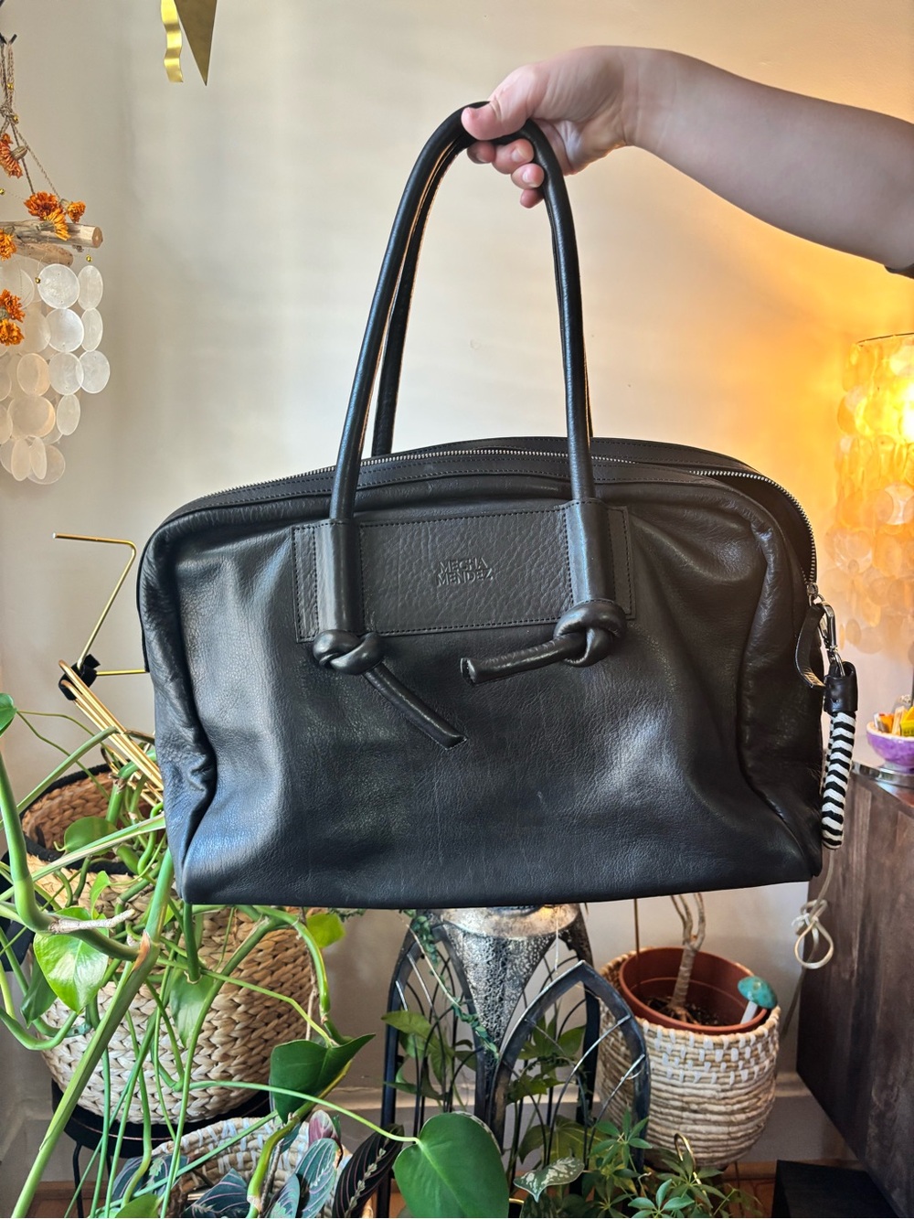 Mecha Mendez Litoral Bag -  Black Travel/Work Zippered Tote - Unique Design